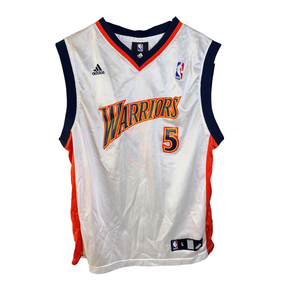 Adidas NBA Warriors Jersey Large White Baron Davis 5 Basketball 100% Polyester